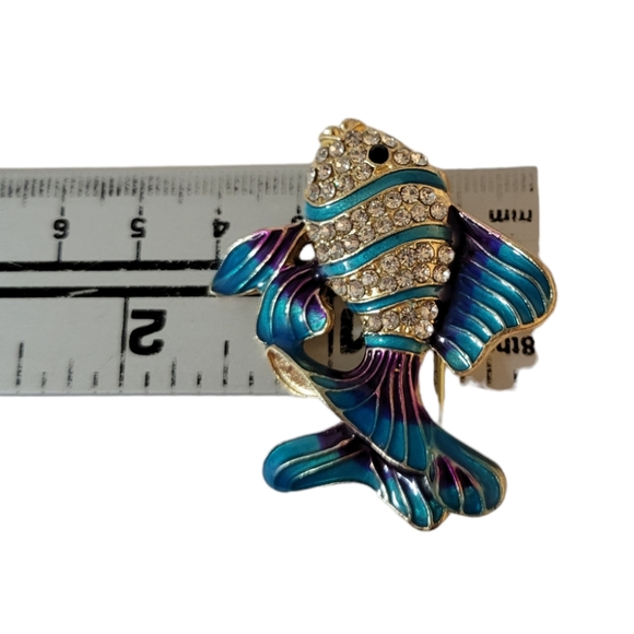 Enameled Fantail Goldfish Brooch - Picture 5 of 5